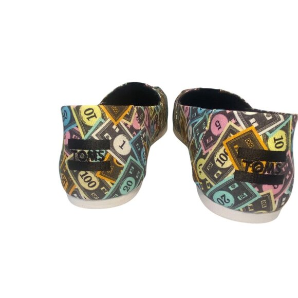 Toms X Monopoly Womens Alpargata Slip-On Shoes Size W10 Money Print Canvas - Picture 9 of 16